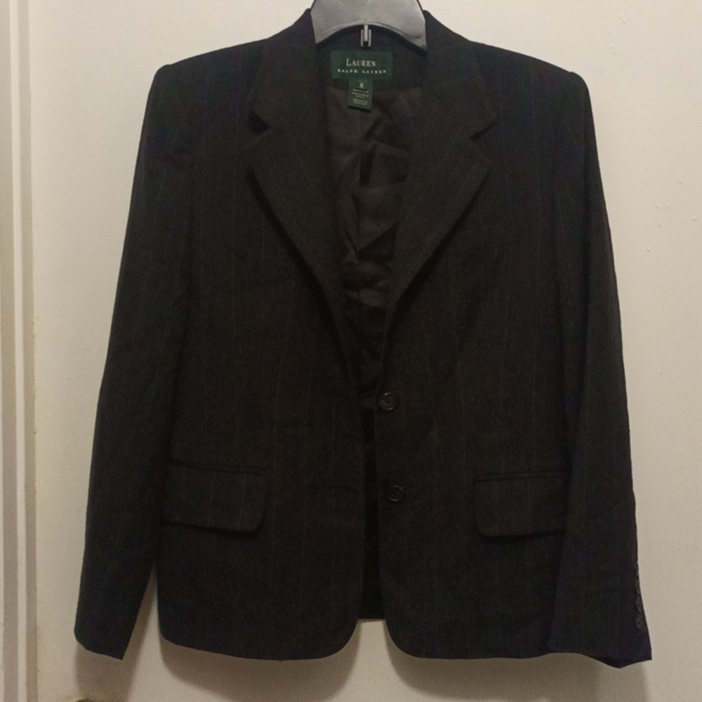 Lauren Ralph Lauren Women's Dark Gray Pinstripe Blazer. Size 6
